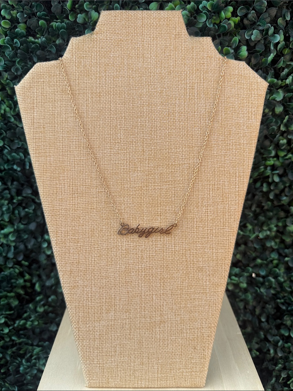 Gold Tone "Babygirl" Script Name Necklace - Women Jewelry